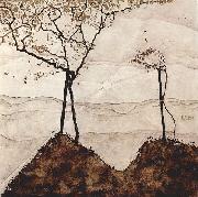 Egon Schiele Herbstsonne und Baume oil painting on canvas